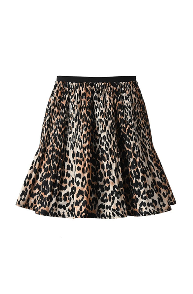 Strong Sisters 23 Pleated Pleated Skirt-Leopard