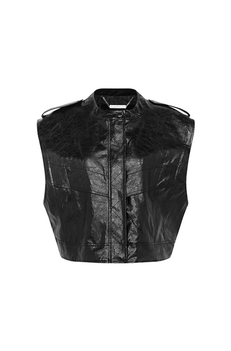 Kang Sisters 24 Crop Leather Vest