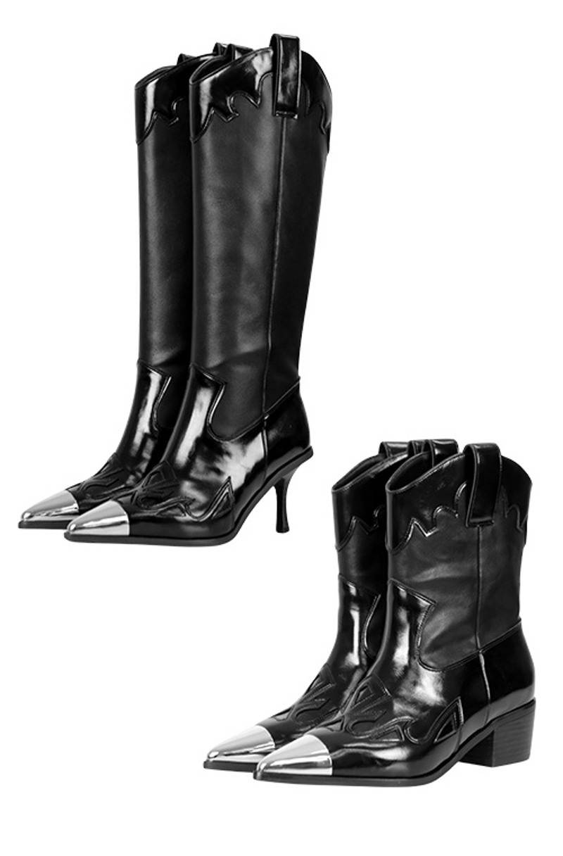 Steel Sisters 24 Metal Western Boots-Black