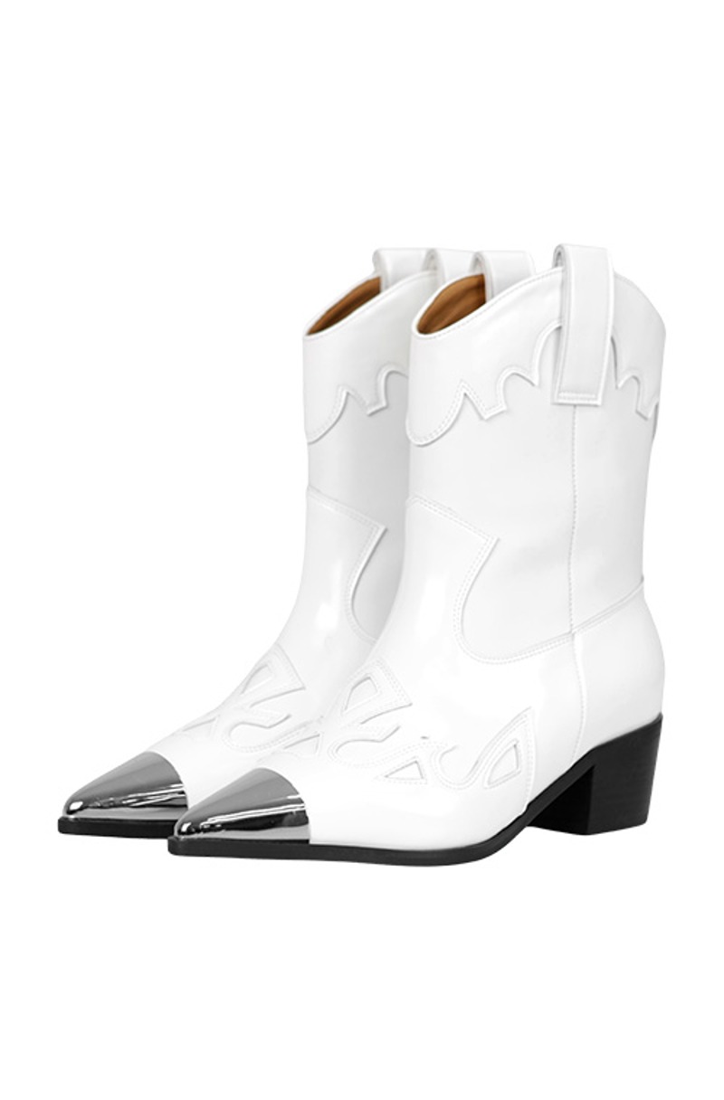Kang Sisters 24 Metal Western Boots- White